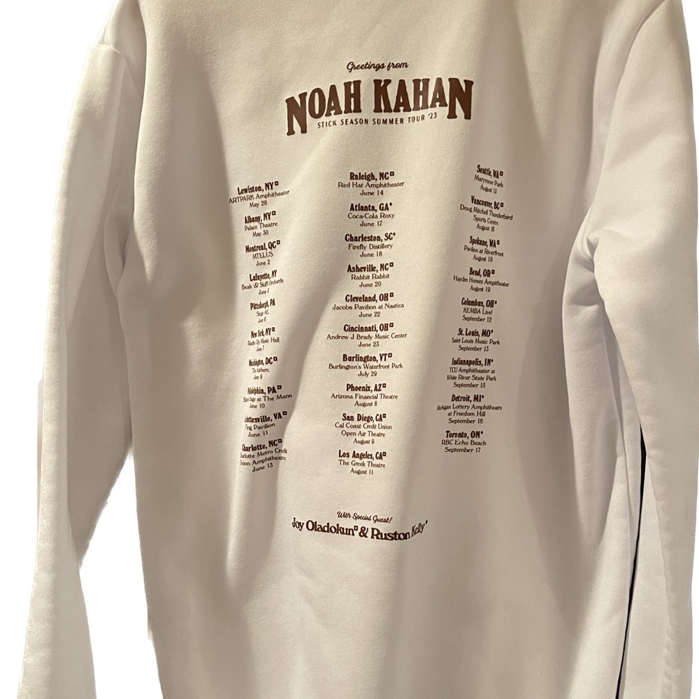 Noah Kahan Crewneck Sweatshirt Stick Season 2023 White Size Medium Adult Photo - Picture 2 of 6